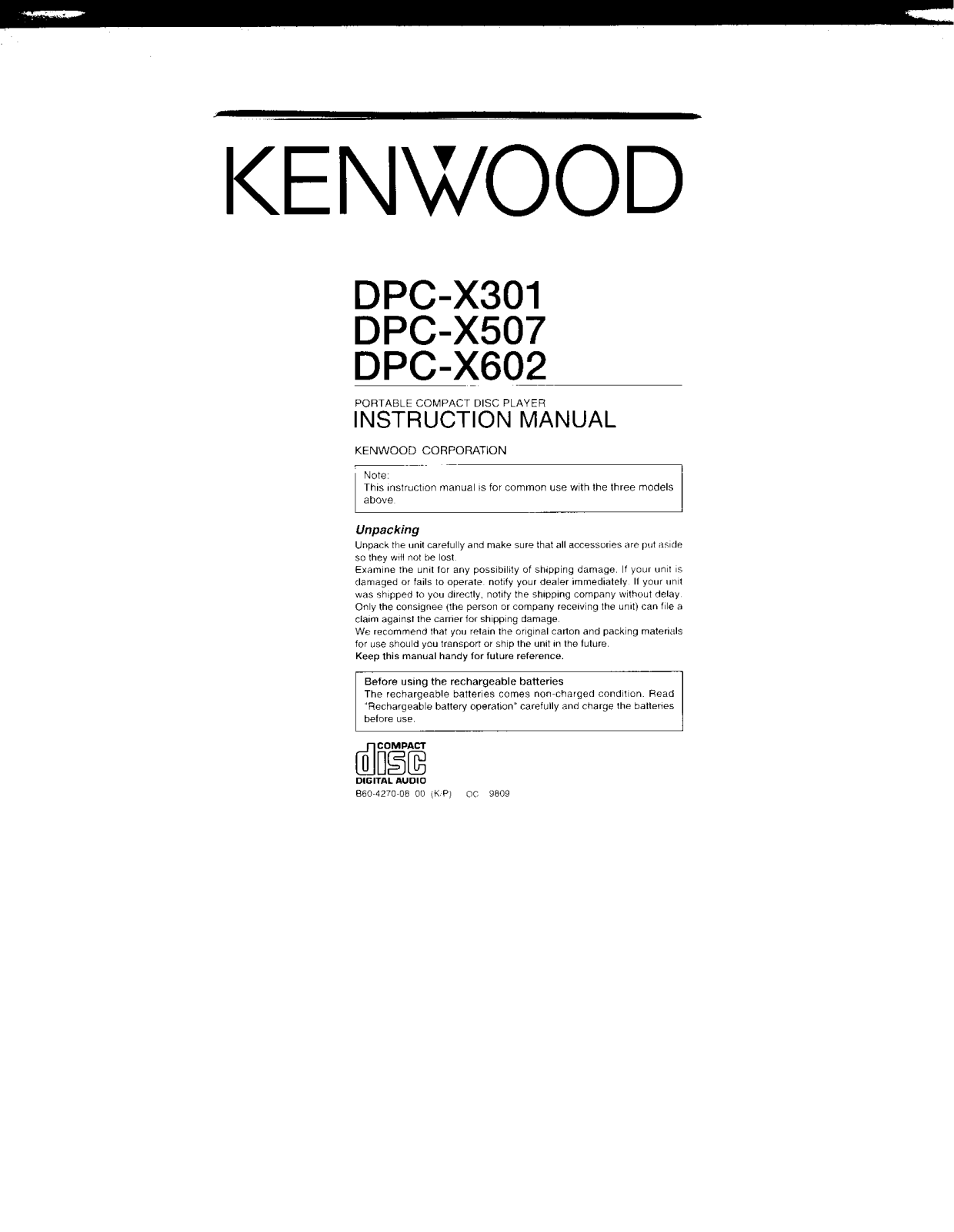 Kenwood DPC-X602, DPC-X301, DPC-X507 User Manual 2