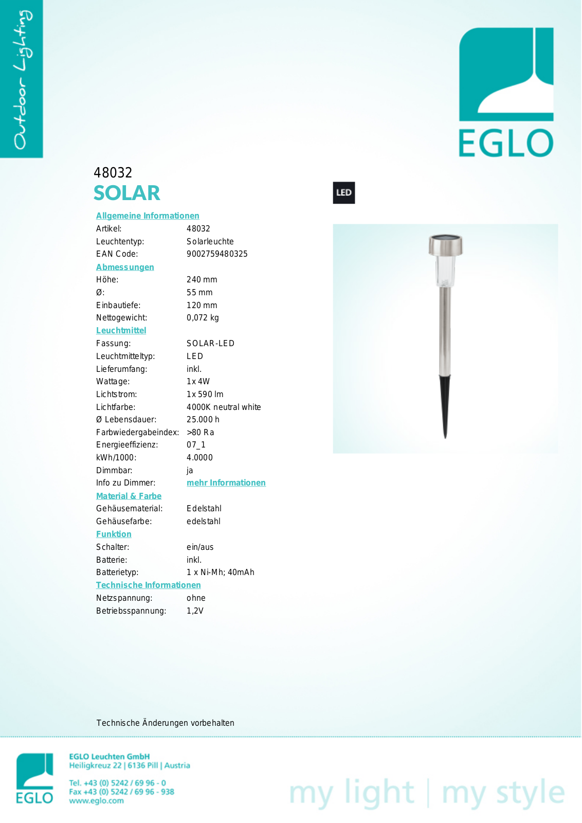 Eglo 48032 Service Manual