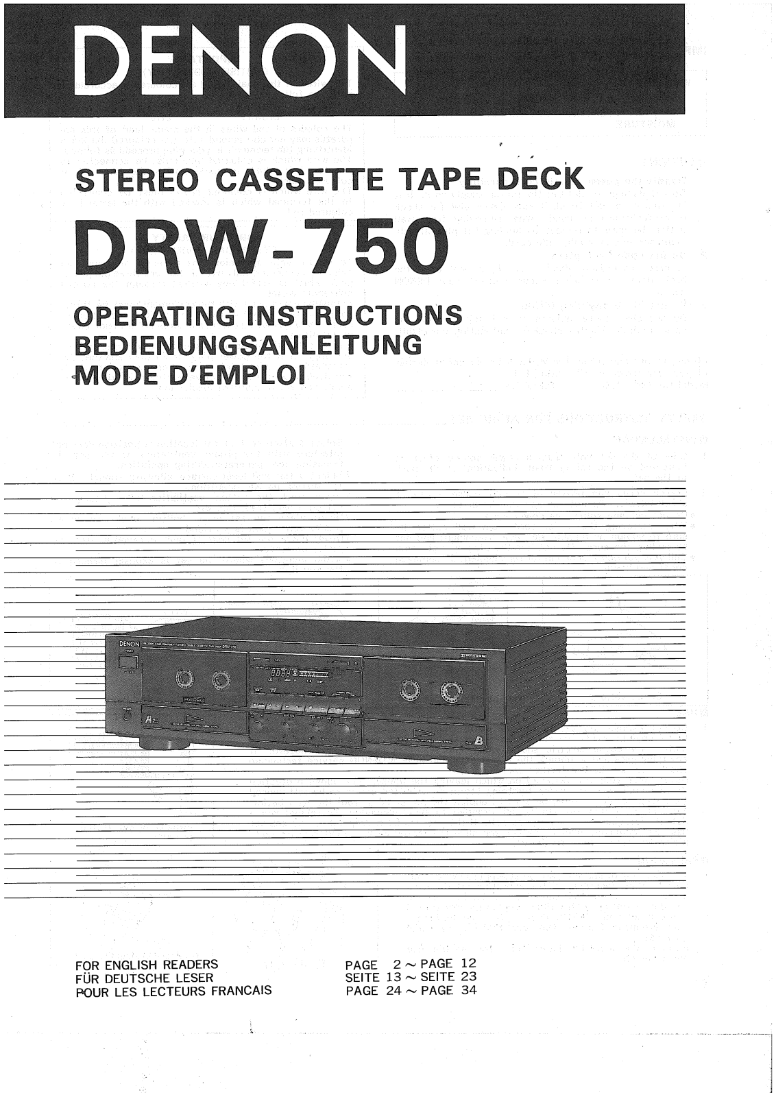 Denon DRW-750 Owner's Manual