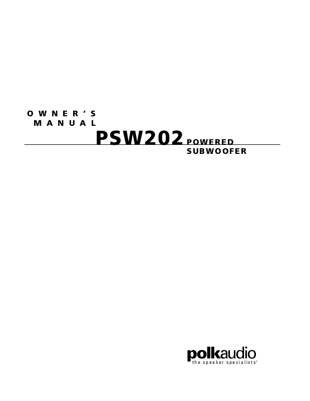 Polk Audio PSW202 User Manual