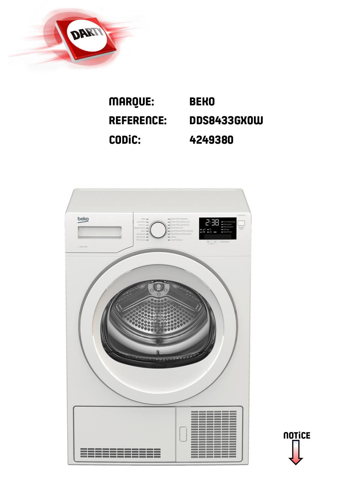 BEKO DDS8433GX0W User Manual