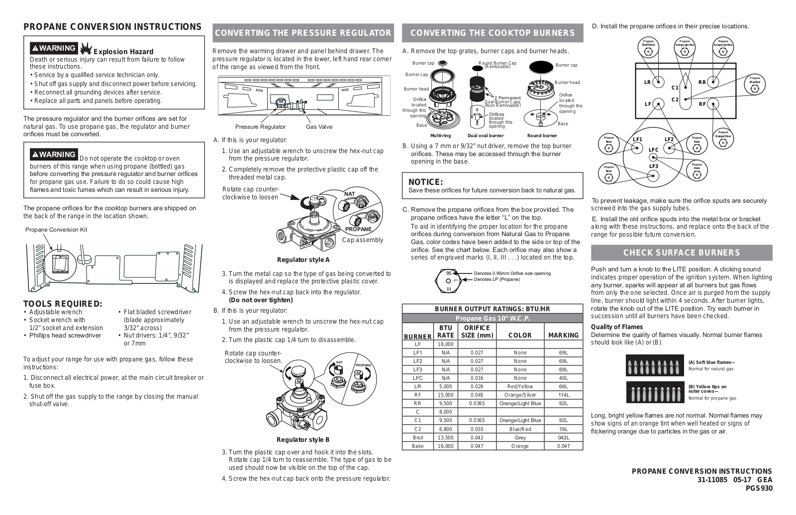 General Electric PGS930FELDS Conversion Kit