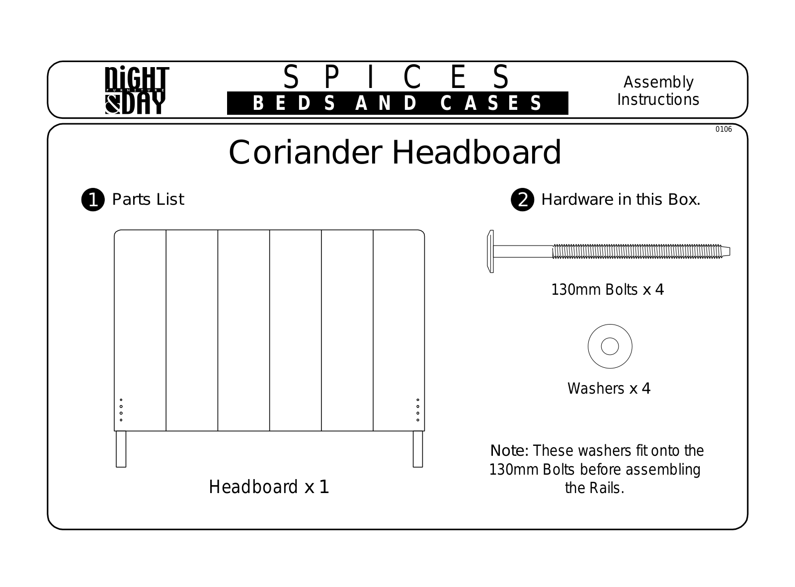 Night & Day Coriander Bed Assembly Instruction