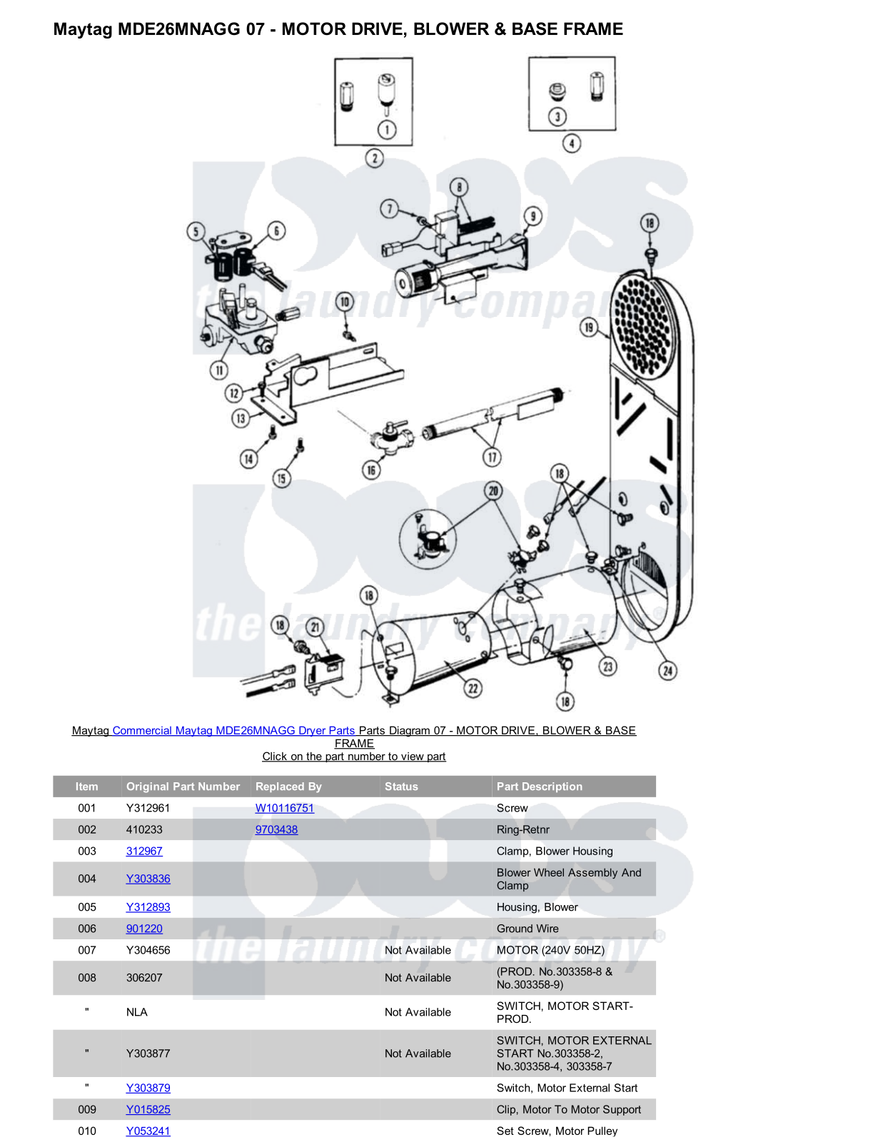 Maytag MDE26MNAGG Parts Diagram