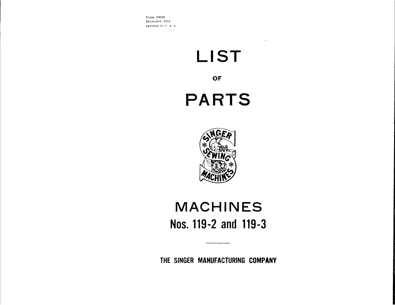 Singer 119-2, 119-3 User Manual