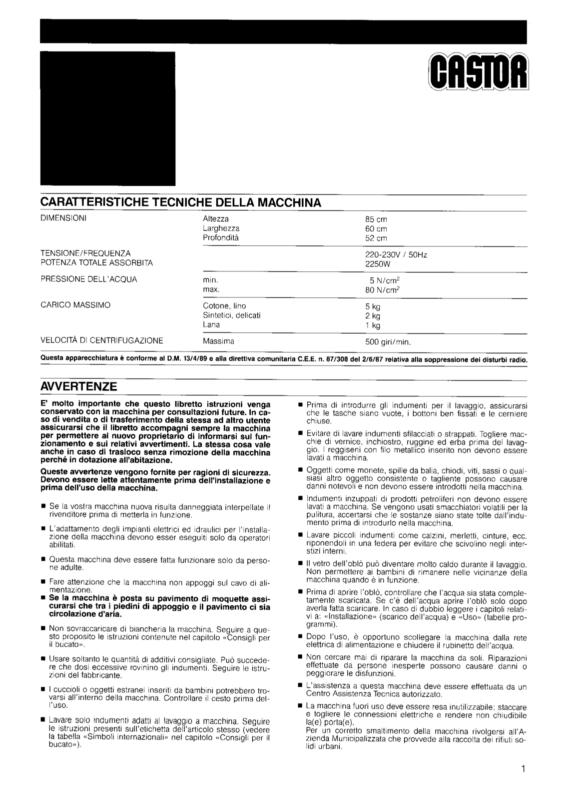 Castor CX550 Instructions Manual