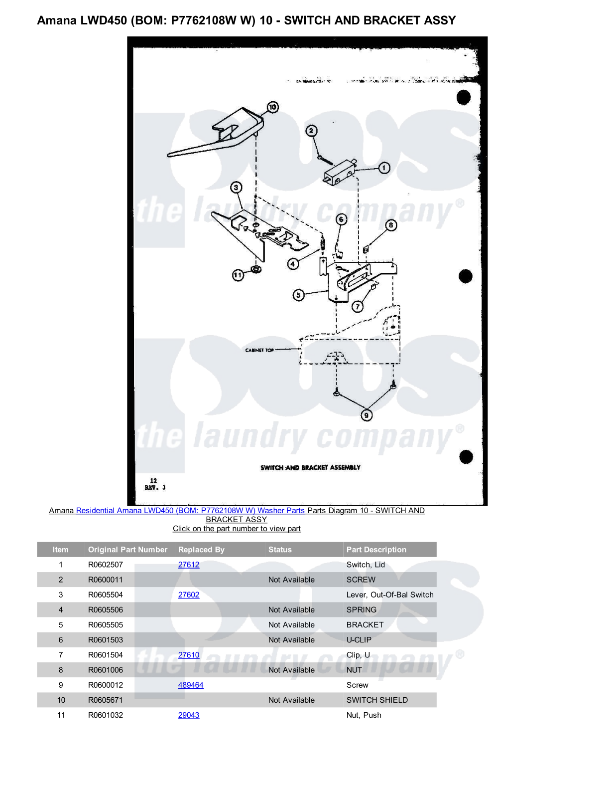 Amana LWD450 Parts Diagram