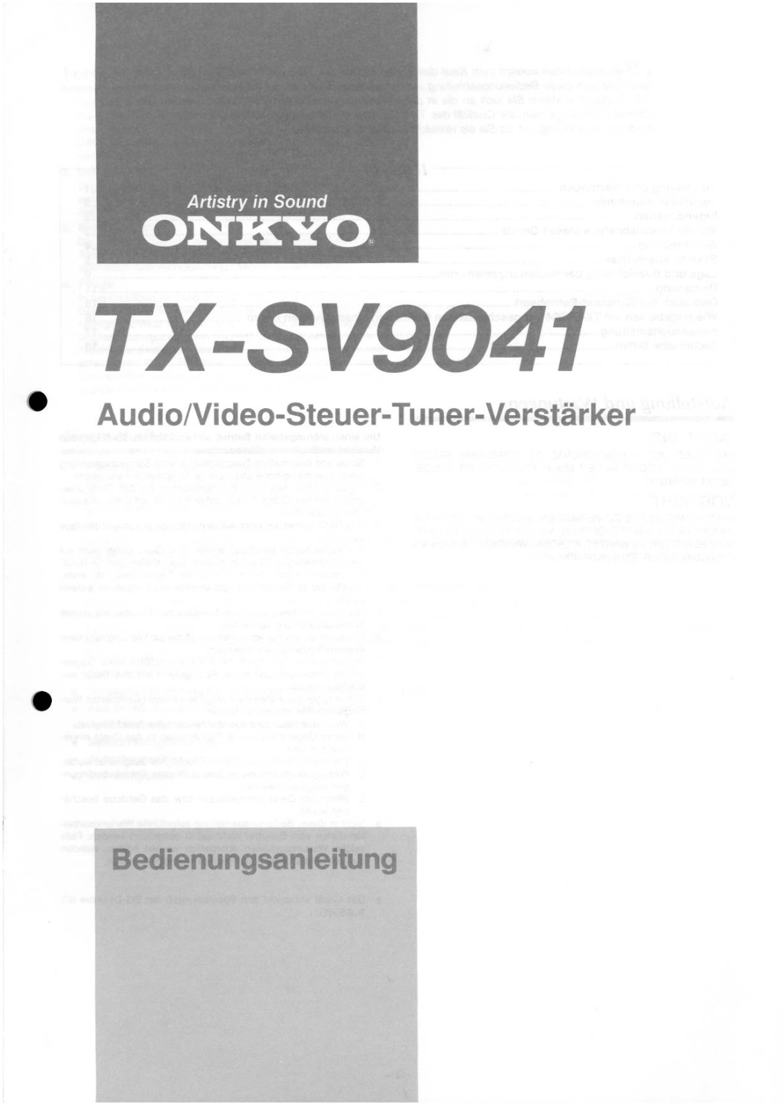 Onkyo TXSV-9041 Owners Manual