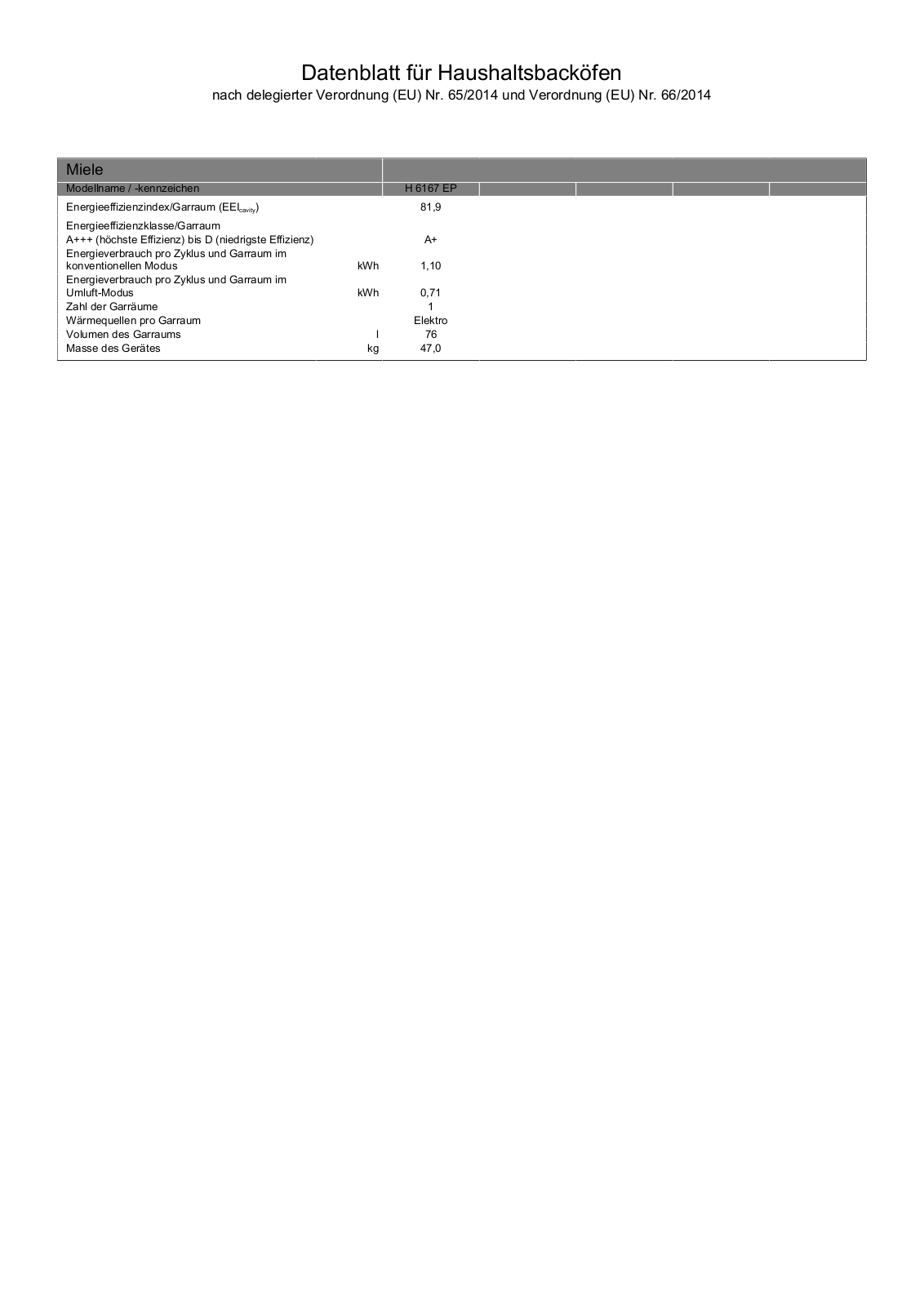 Miele H 6167 EP User Manual