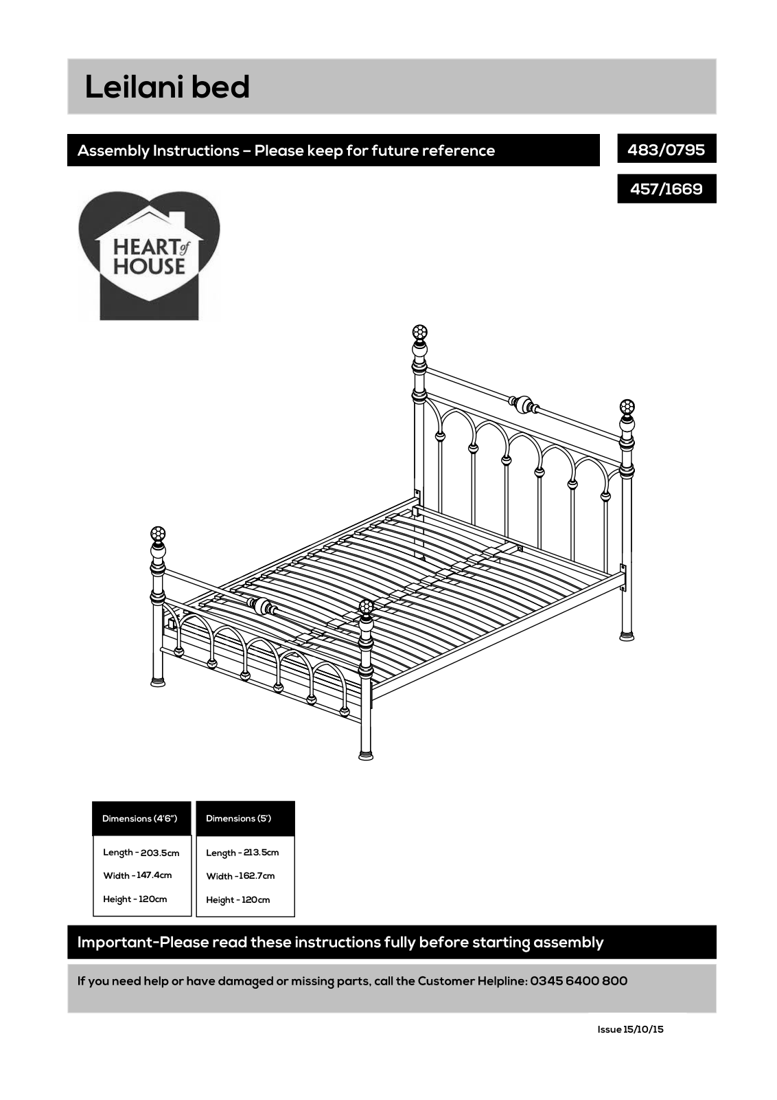 Argos Leilani bed ASSEMBLY INSTRUCTIONS