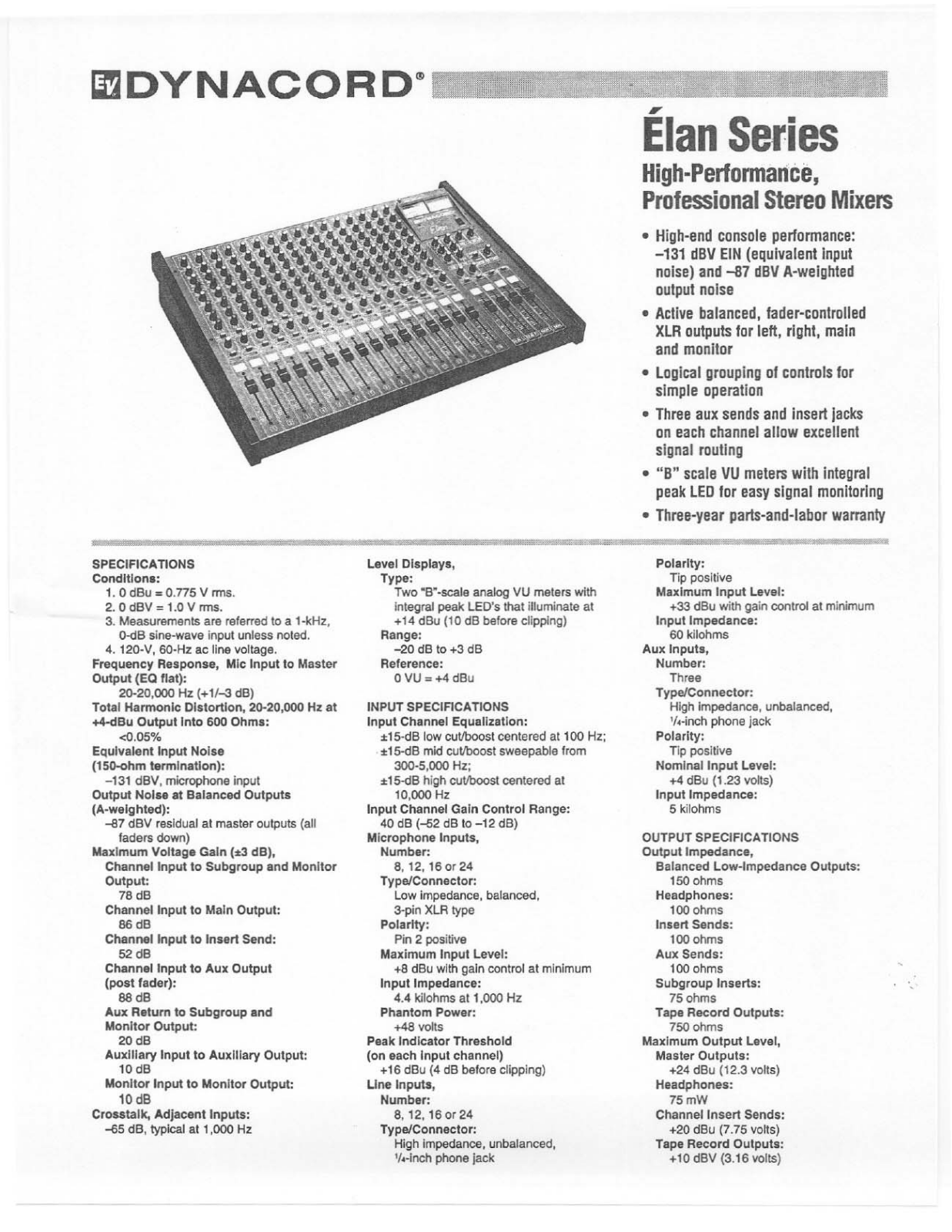 Electro-Voice Elan Series User Manual