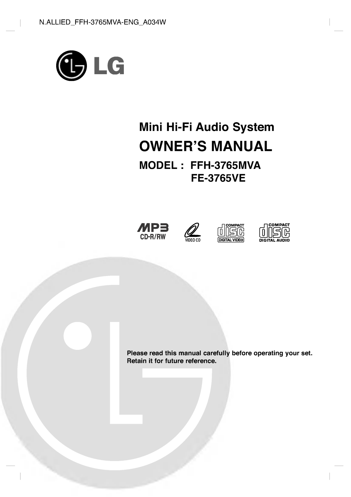 LG FFH-376MVA Owner’s Manual