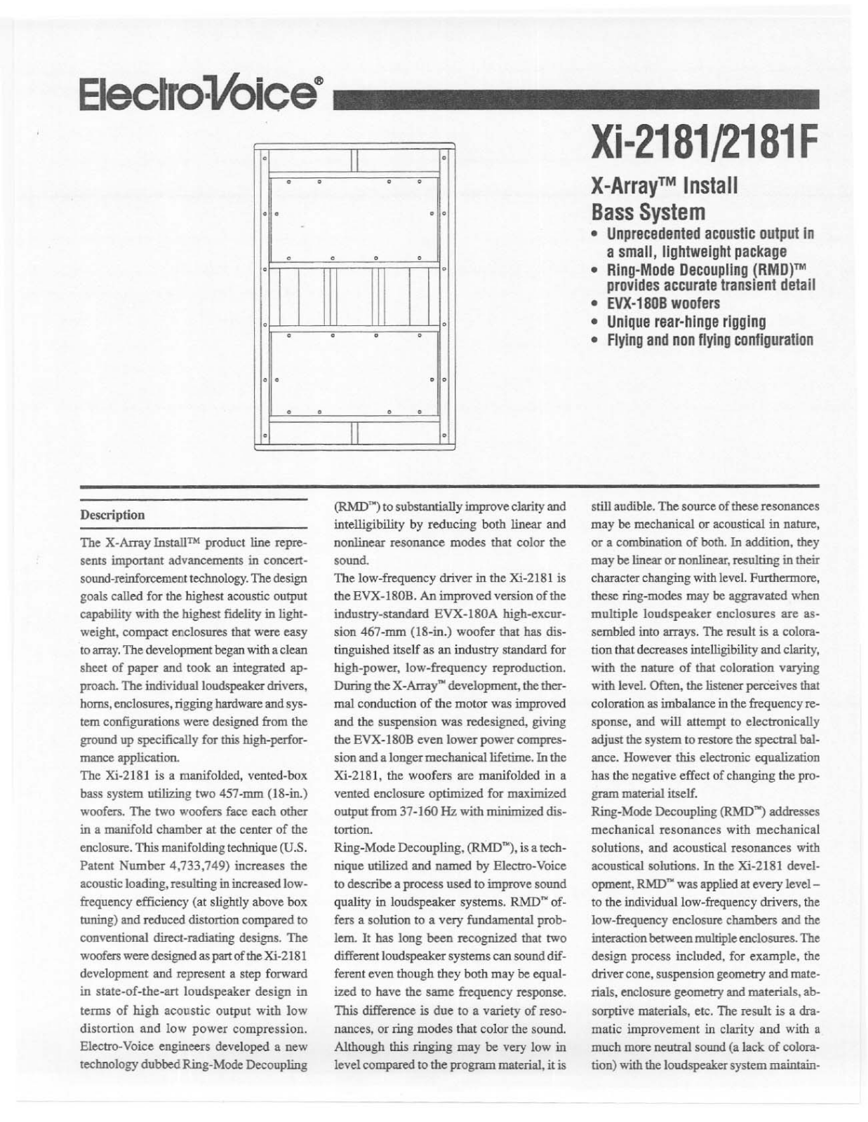 Electro-voice XI-2181F DATASHEET