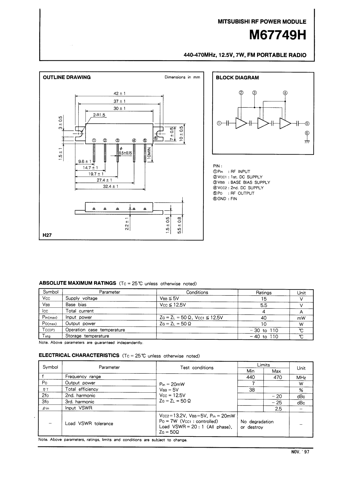 Mitsubishi M67749H Datasheet