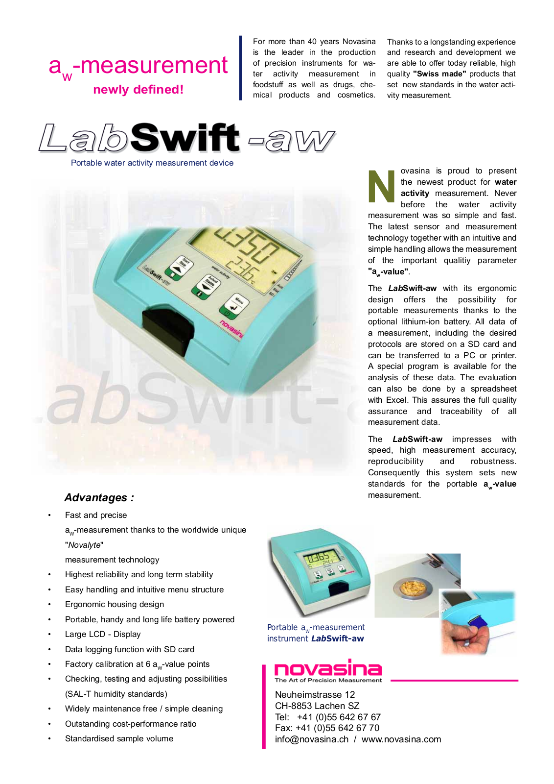 Novasina LabSwift-aw Data Sheet