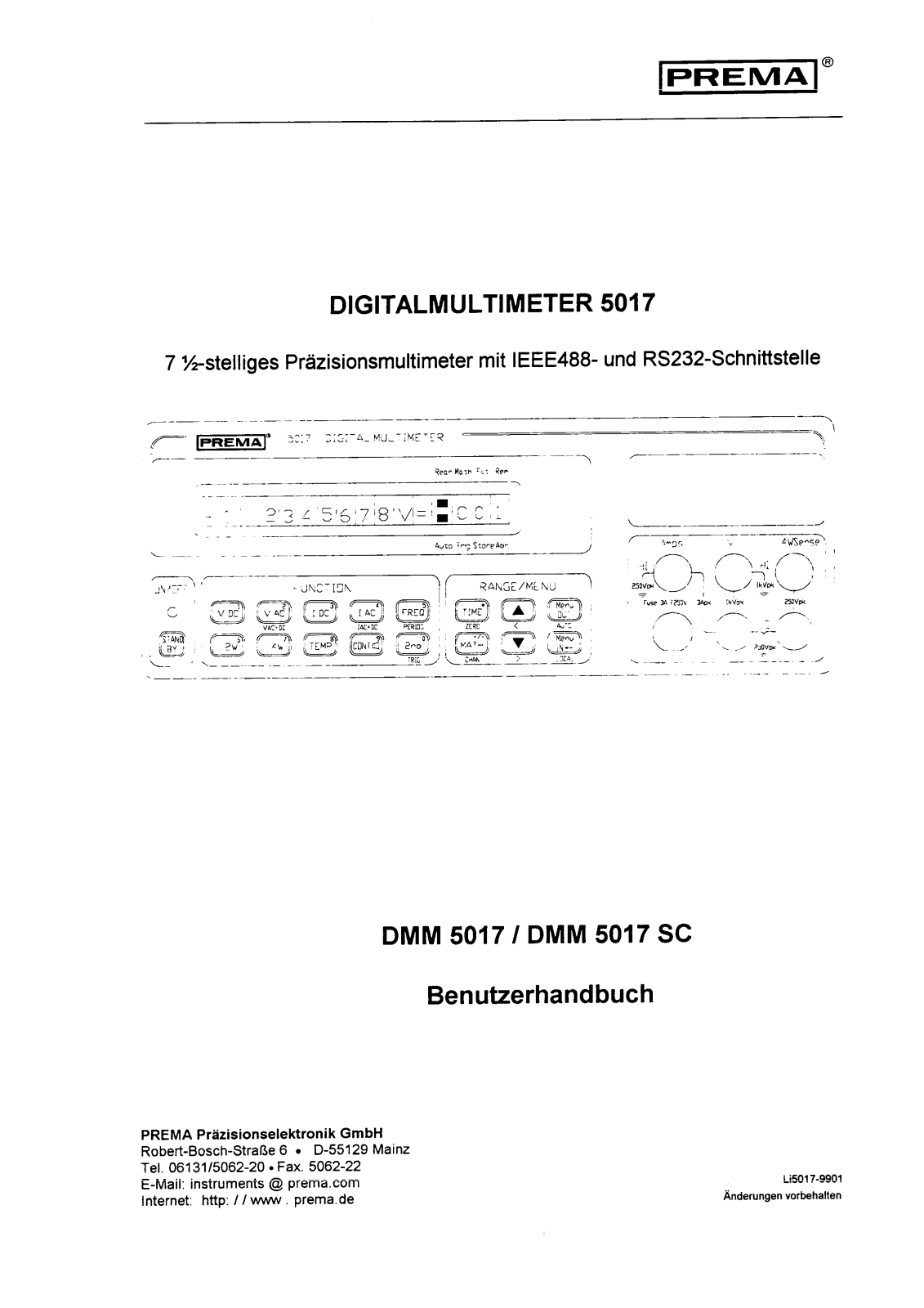 Prema DMM 5017, DMM 5017 SC User Manual