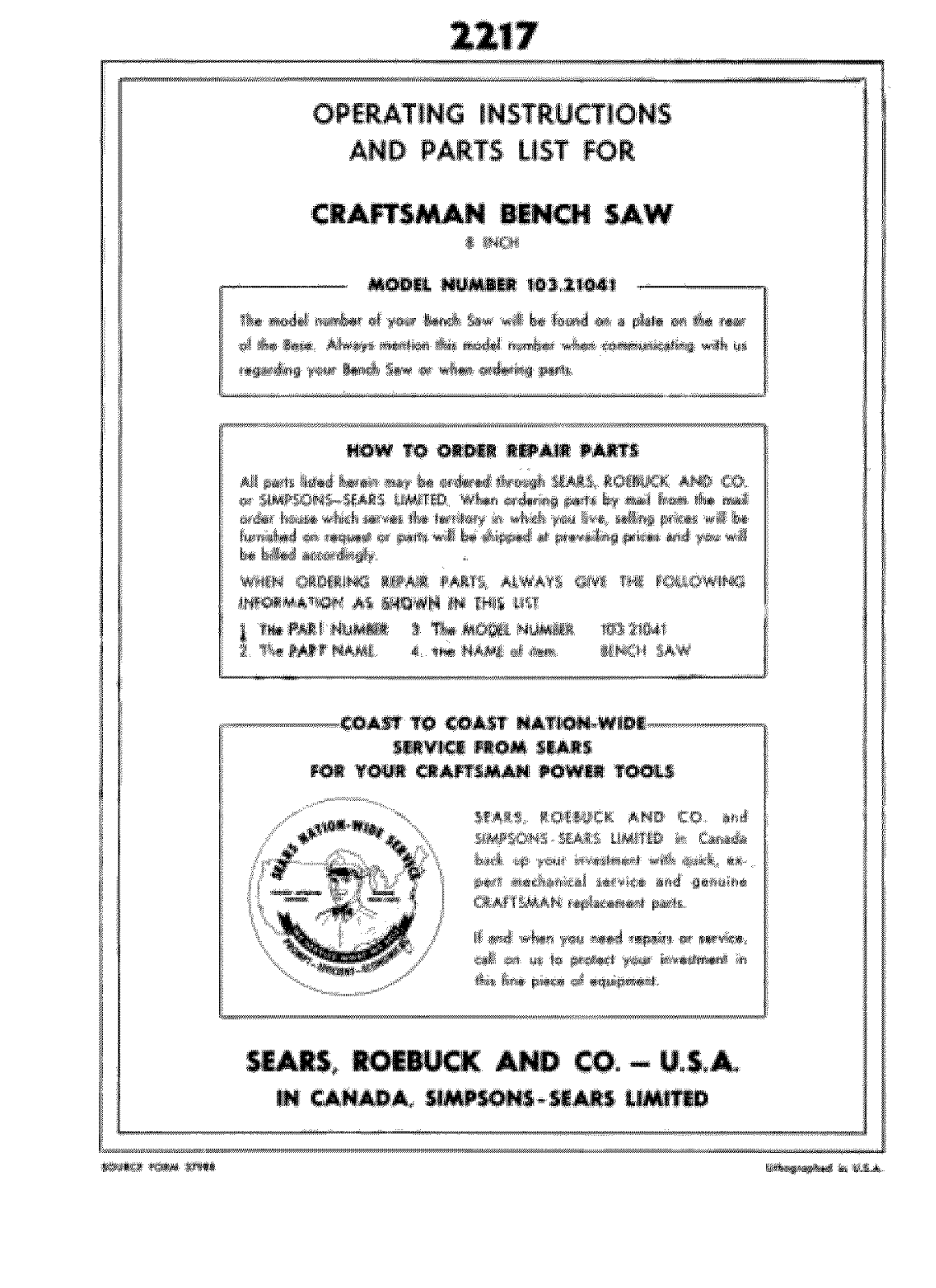 Craftsman 10321041 Owner’s Manual