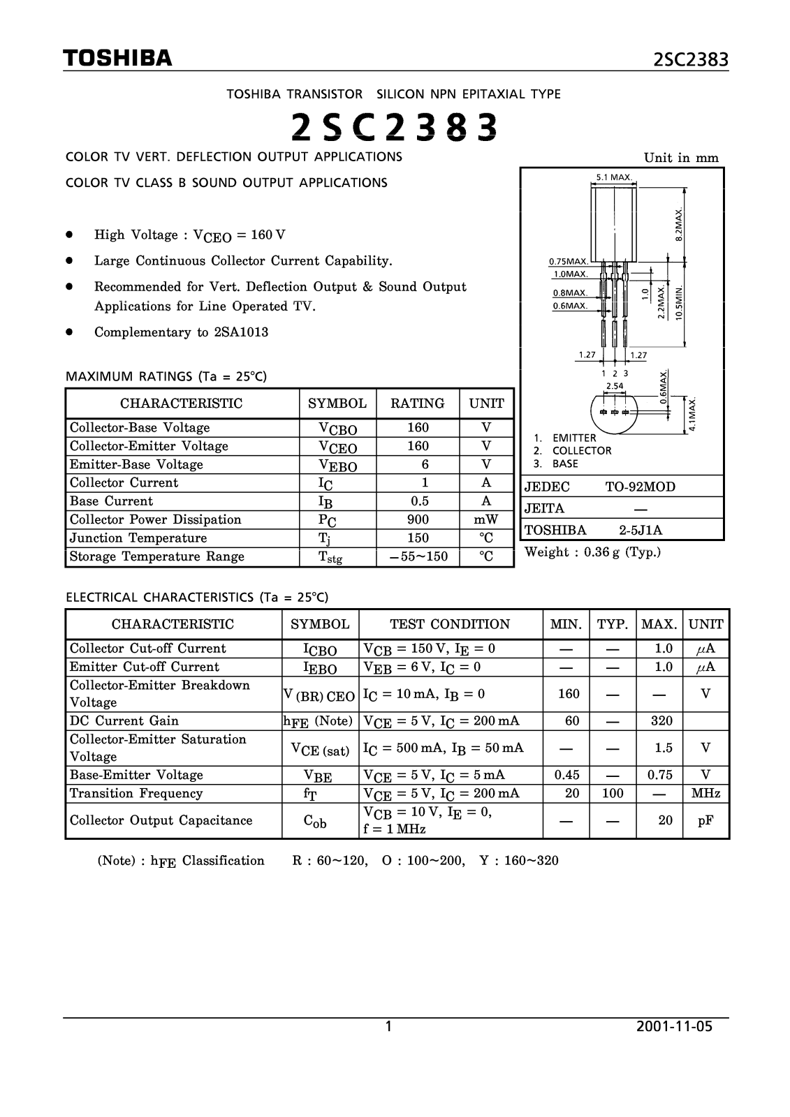 Datasheet 2SC2383Y Specification - ManualMachine.com
