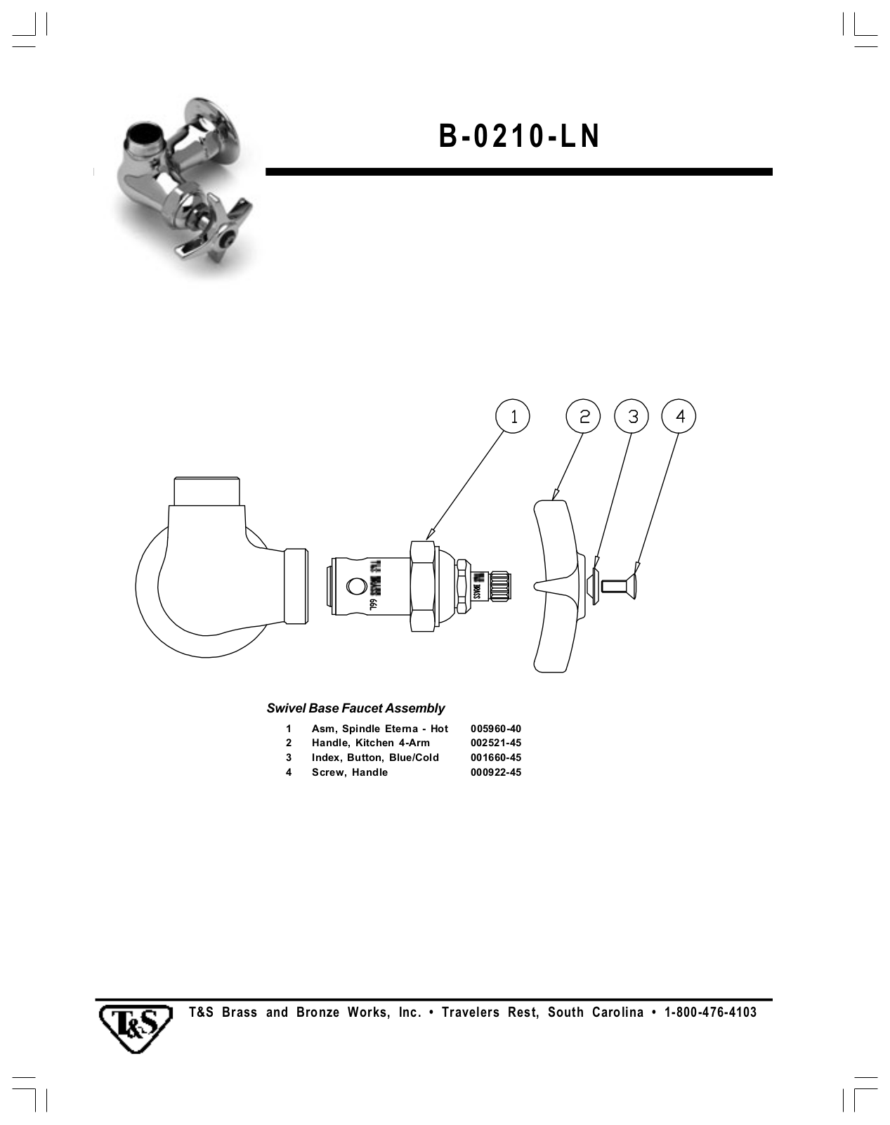 T & S Brass & Bronze Works B-0210-LN Part Manual