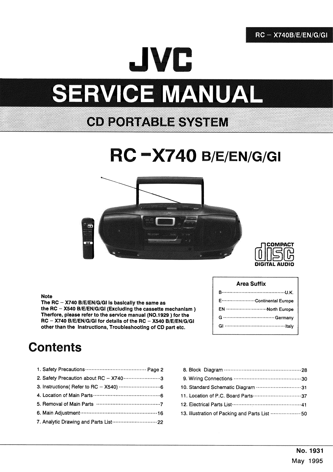 JVC RC-X740B, RC-X740E, RC-X740EN, RC-X740G, RC-X740GI Service Manual