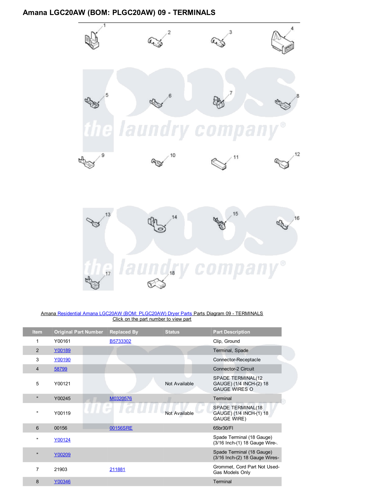 Amana LGC20AW Parts Diagram