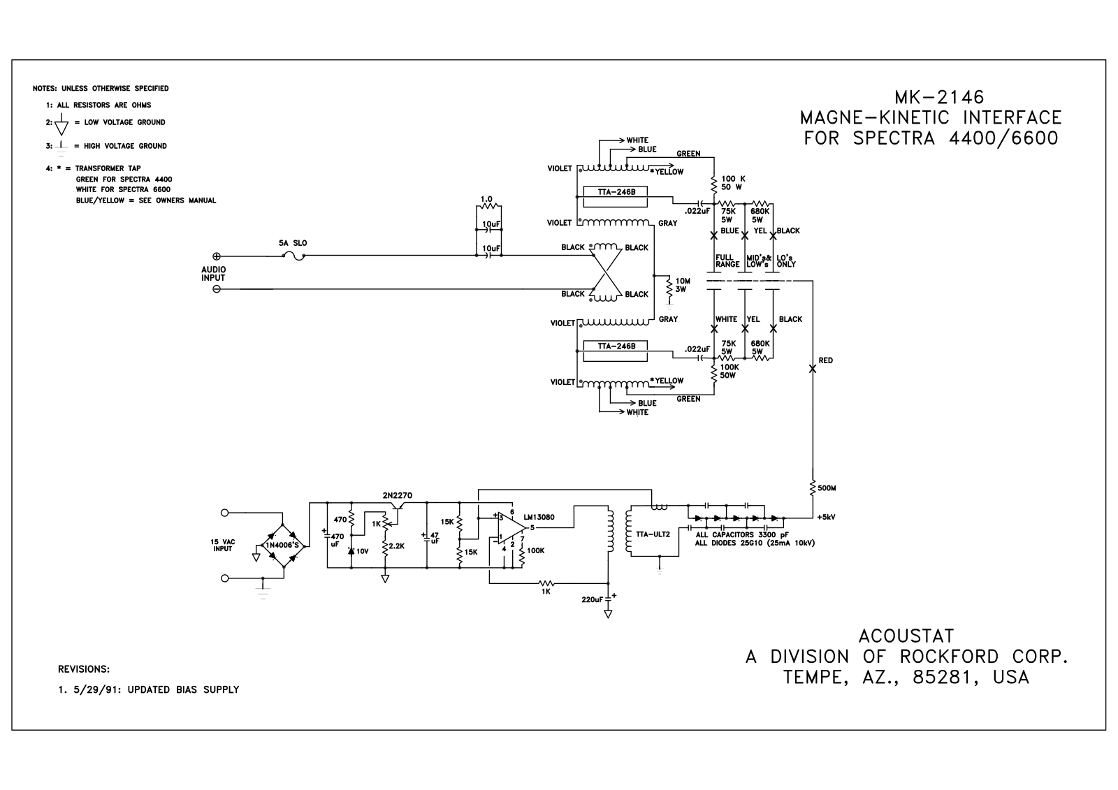 Acoustat Spectra 6600-spk Schematic