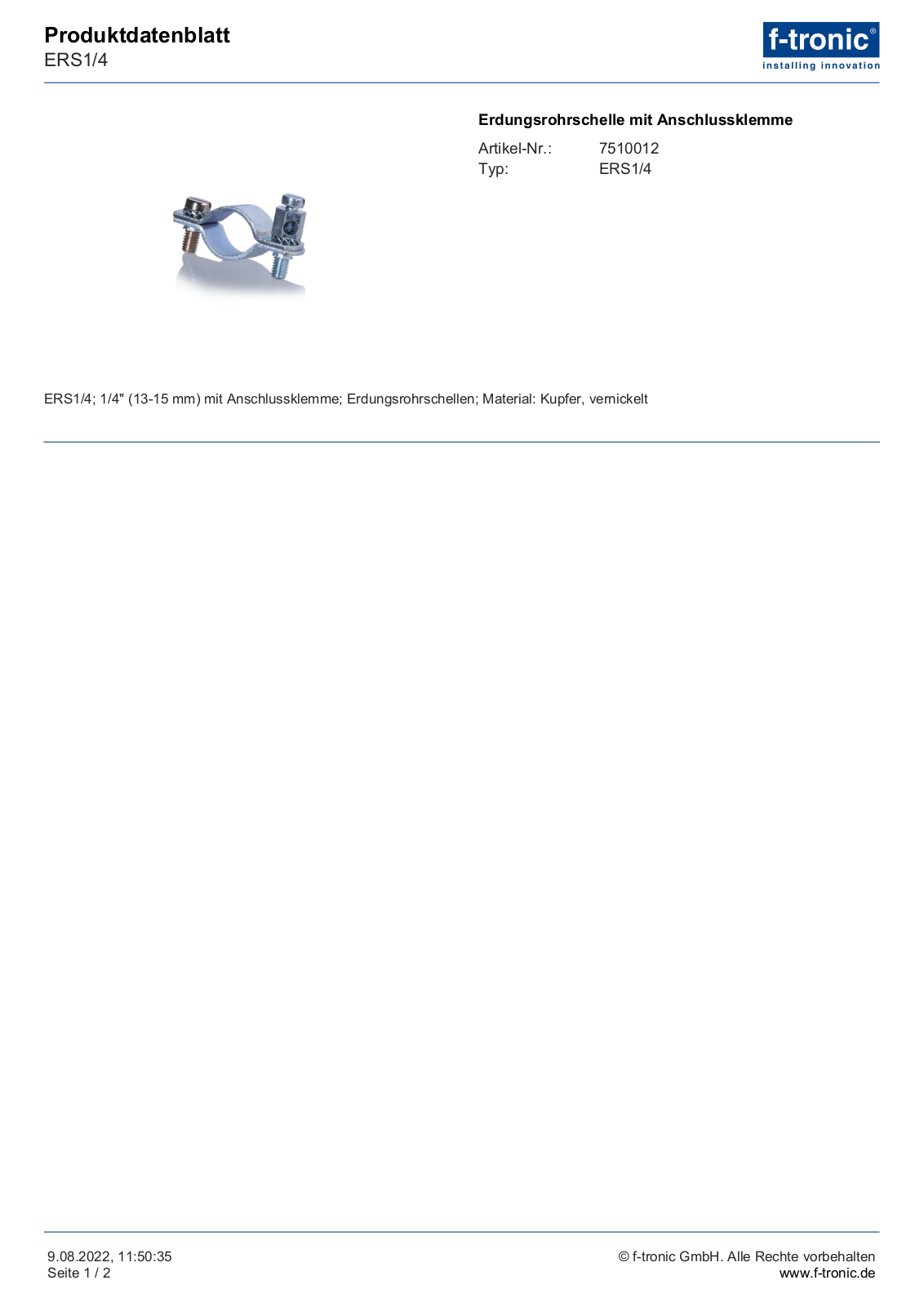 F-TRONIC EL ERS 14 Datasheet - ManualMachine.com