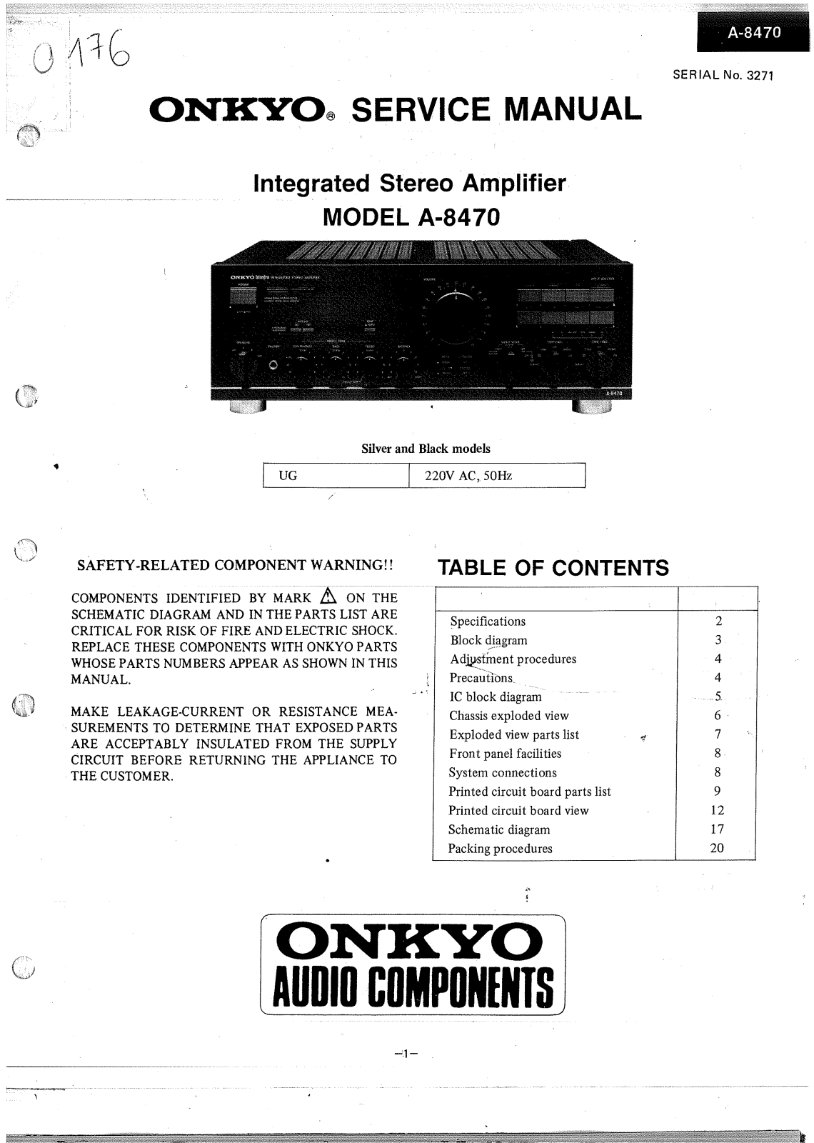 Onkyo A-8470 Service Manual