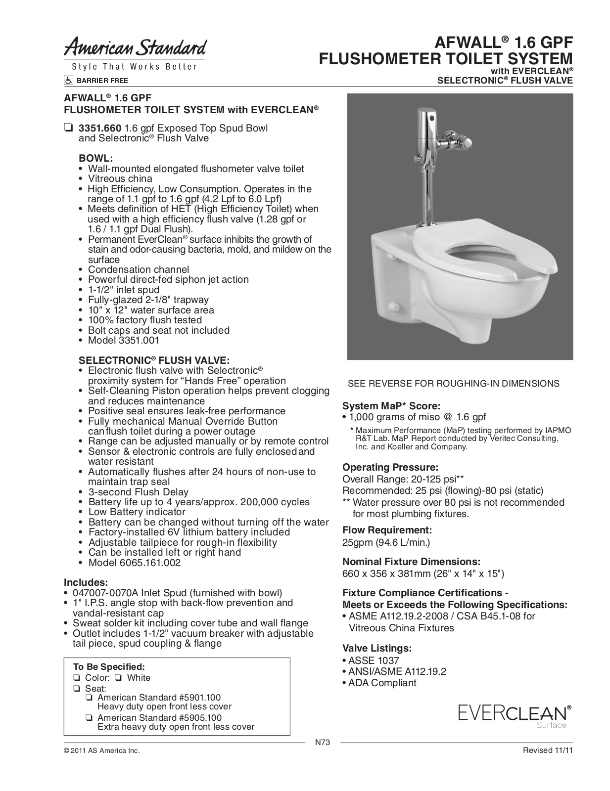 American Standard ASD8868 Specifications - ManualMachine.com