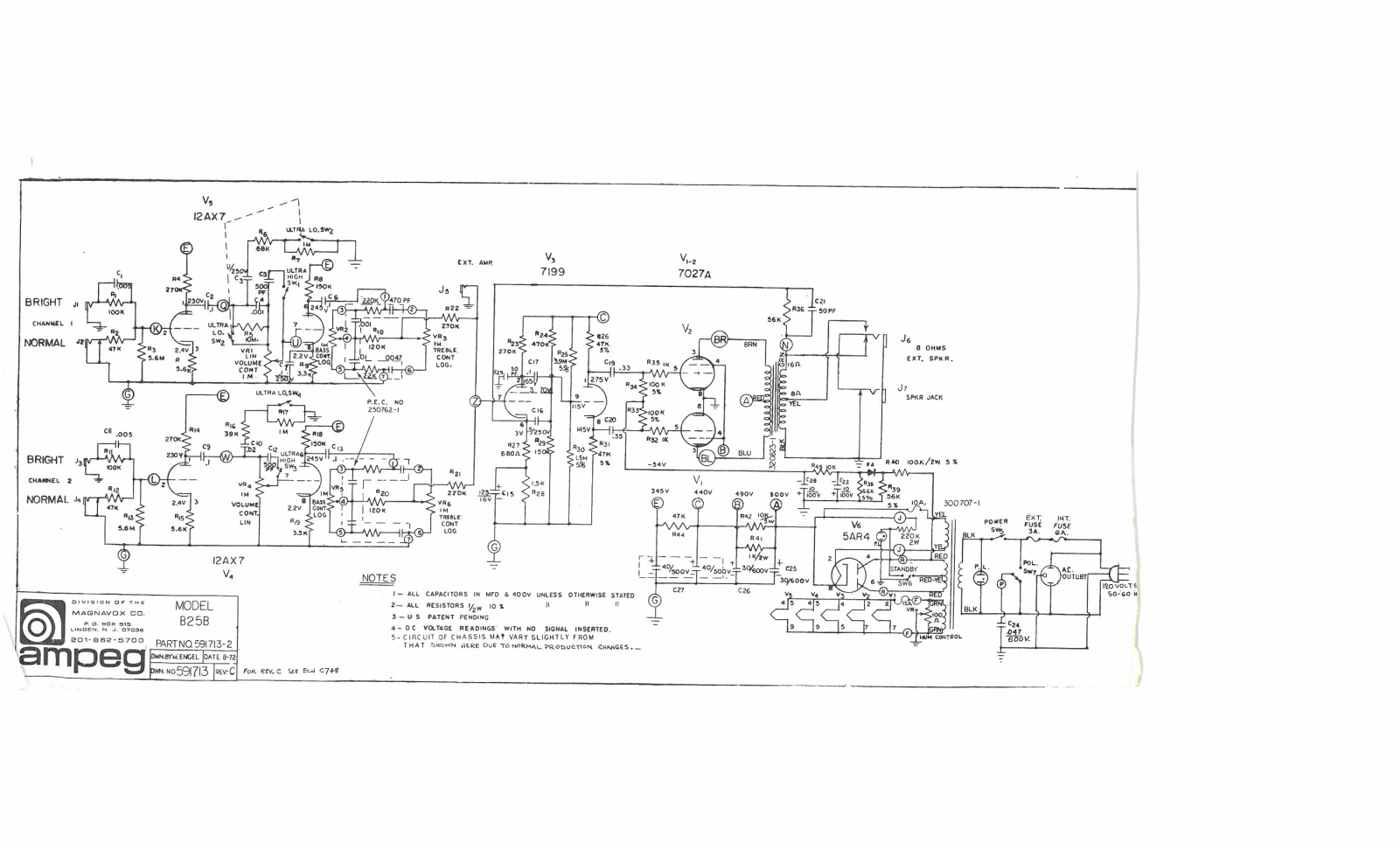 Ampeg B25B Schematic