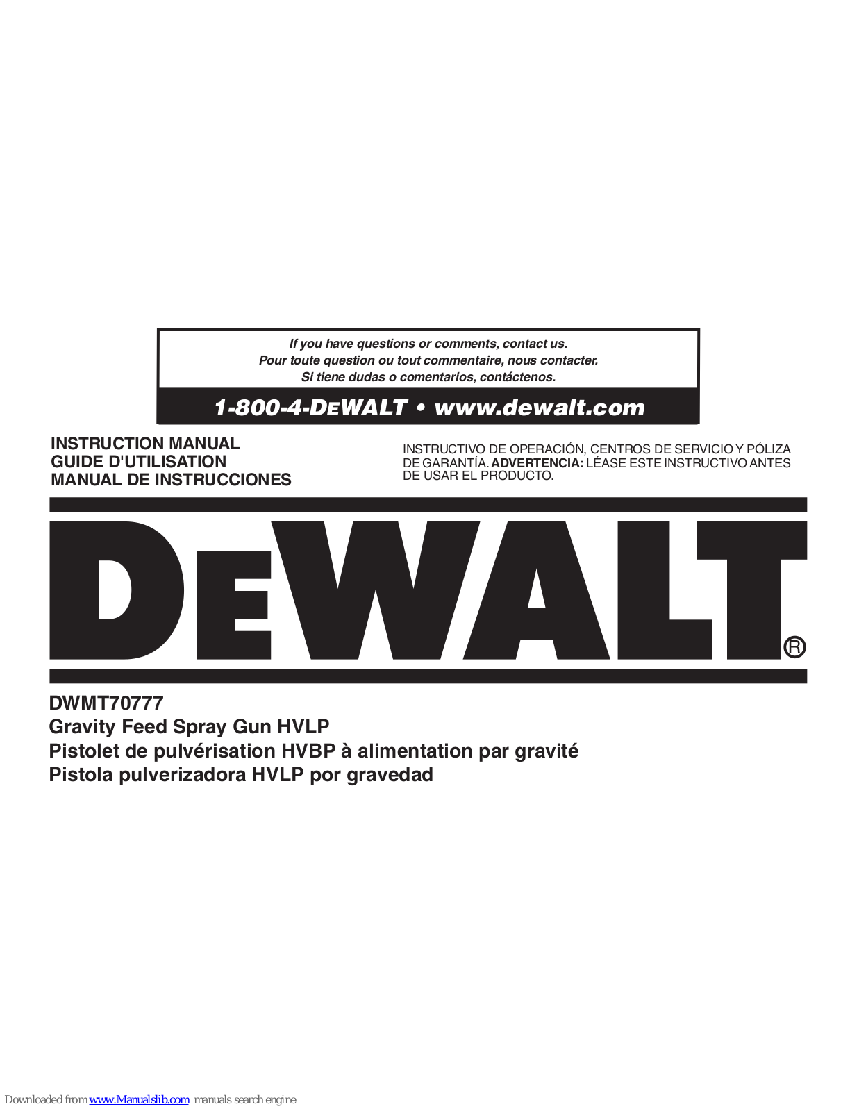 DeWalt DWMT70777 Instruction Manual