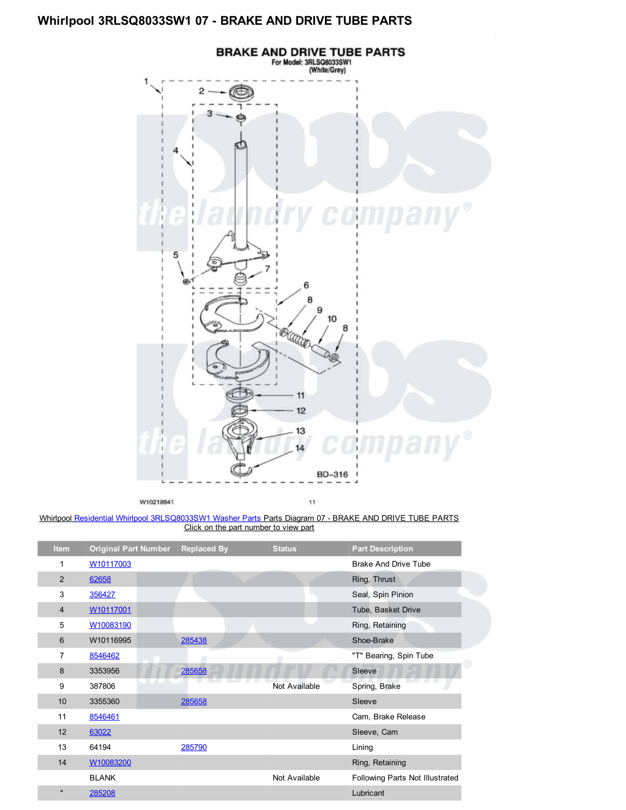 Whirlpool 3RLSQ8033SW1 Parts Diagram