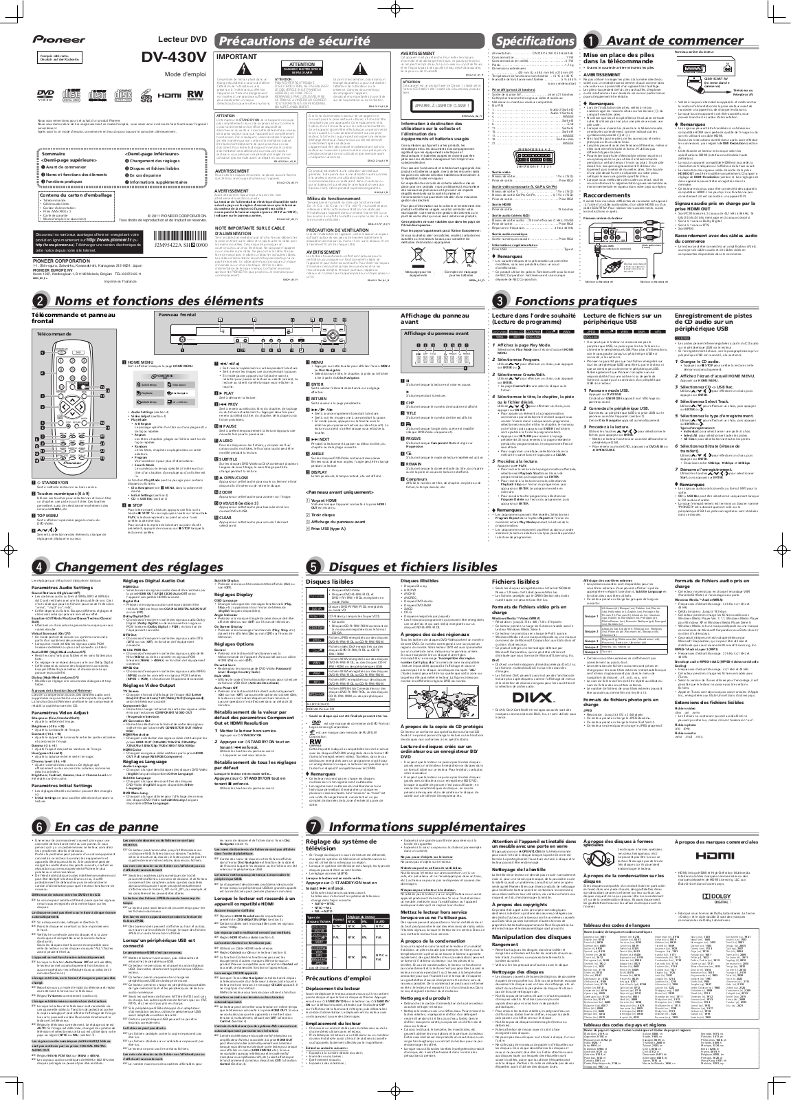 PIONEER DV-430V User Manual