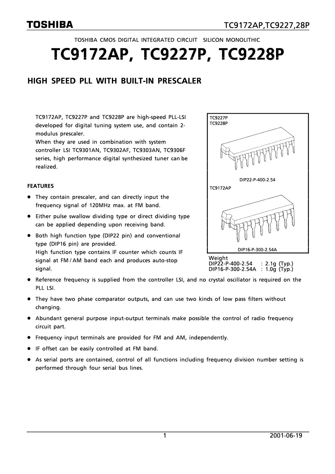 Toshiba TC9228P Datasheet