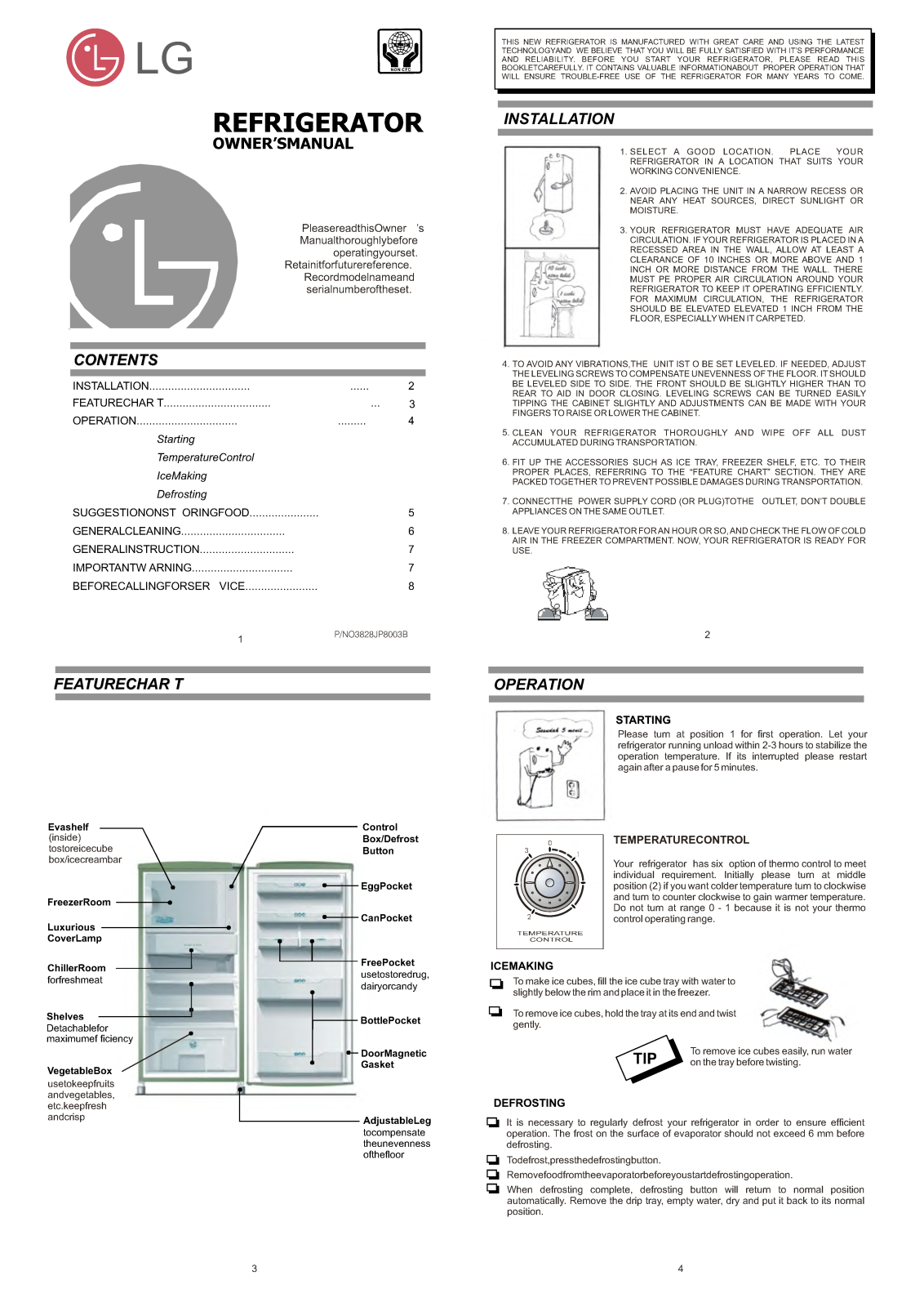 LG GR-191SV, GR-191TV, GR-191TVK, GR-231GV, GR-231GL User Manual