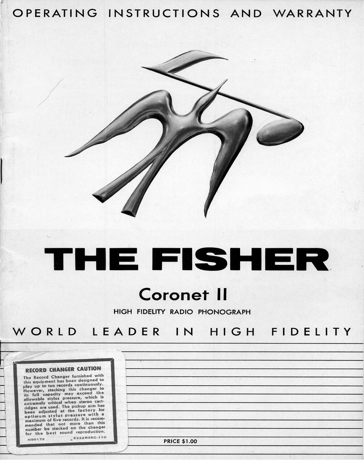 Fisher Coronet-II Owners Manual