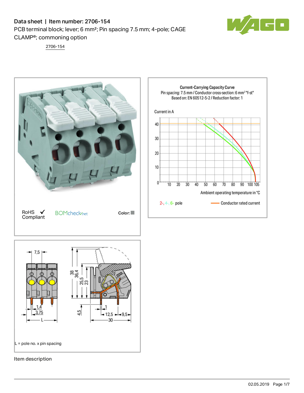 Wago 2706-154 Data Sheet