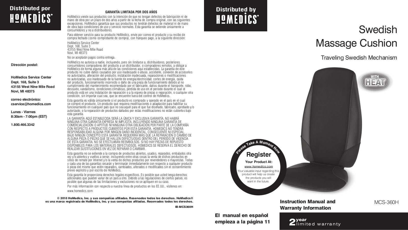 Homedics MCS-360H Instruction Manual