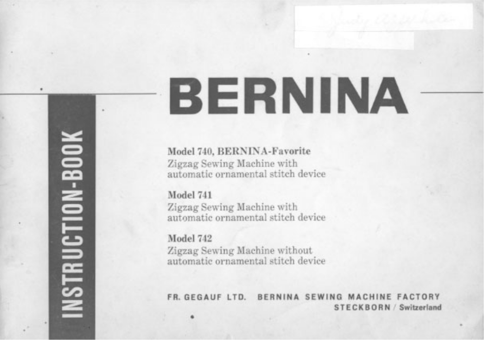 Bernina 742 User Manual