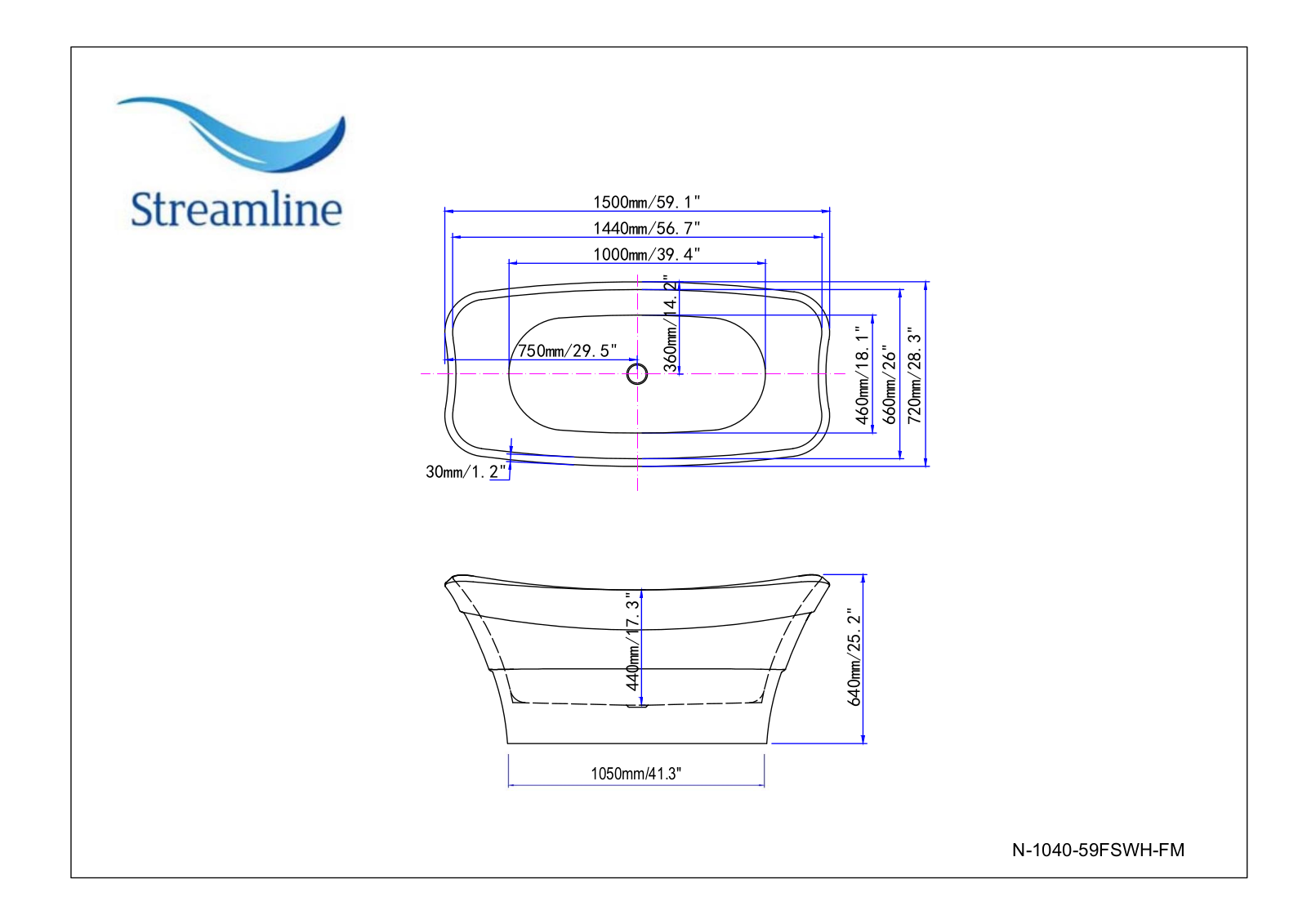 Streamline Bath SLBH3015 Dimensions - ManualMachine.com