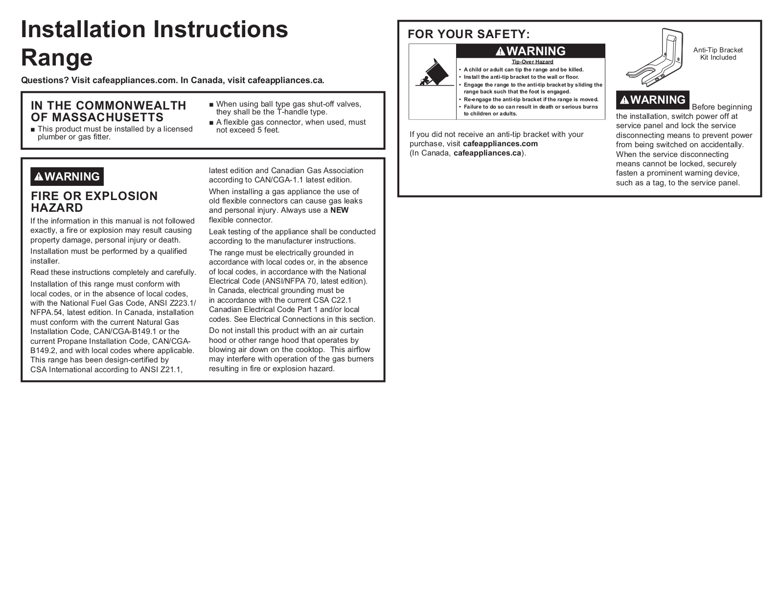 Cafe C2S900M2NS5, C2S900P2MS1 Installation Manual