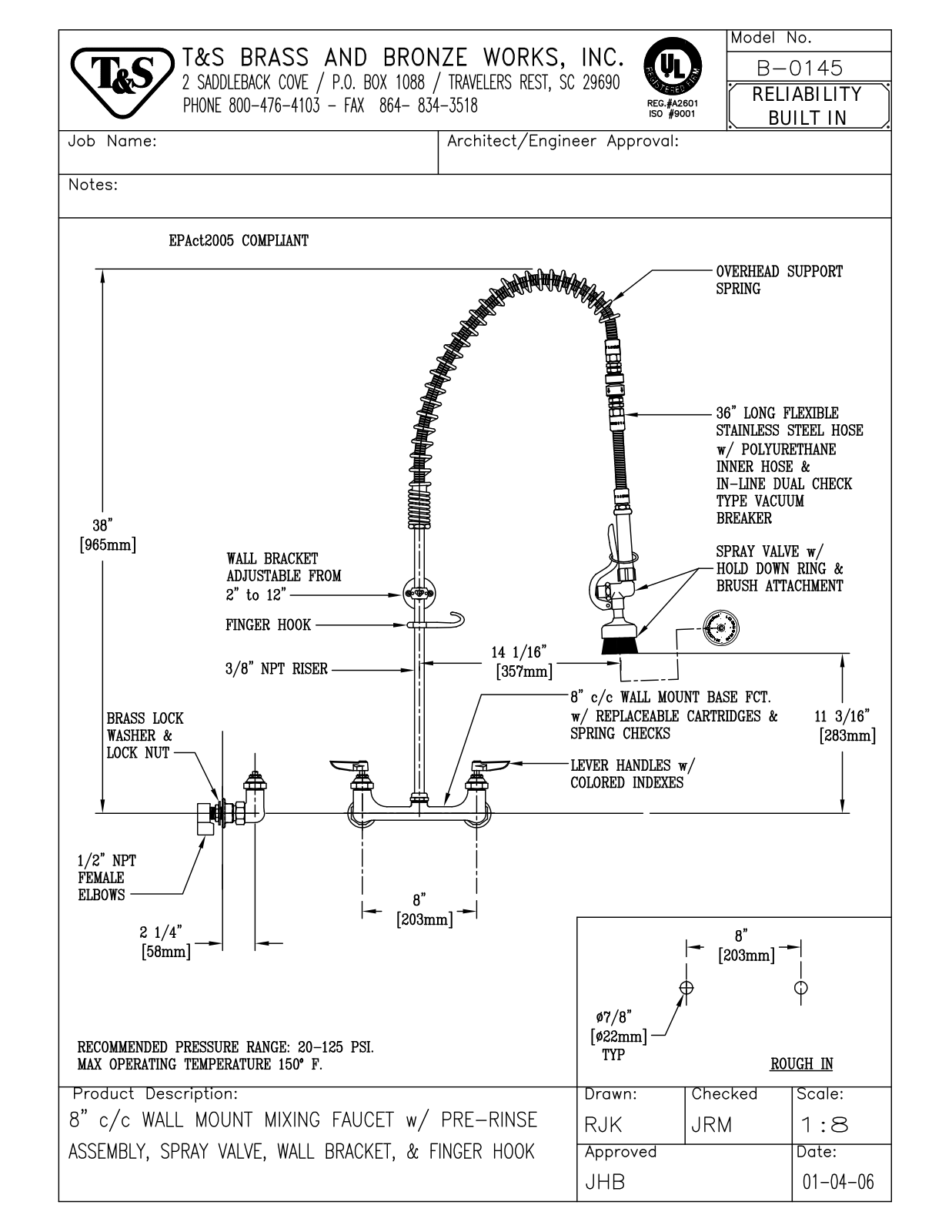 T&S Brass B-0145 User Manual