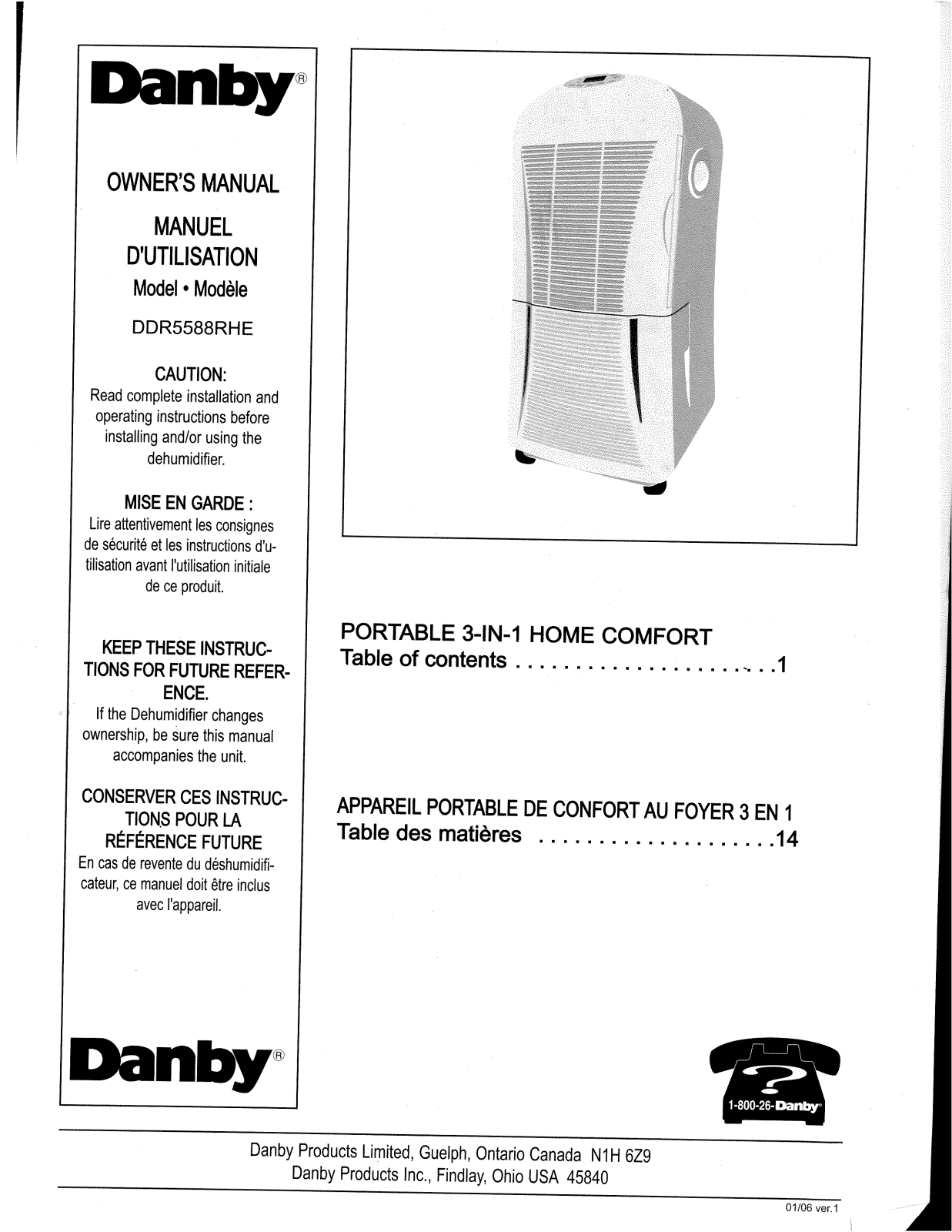 Danby DDR5588RHE Owner's Manual