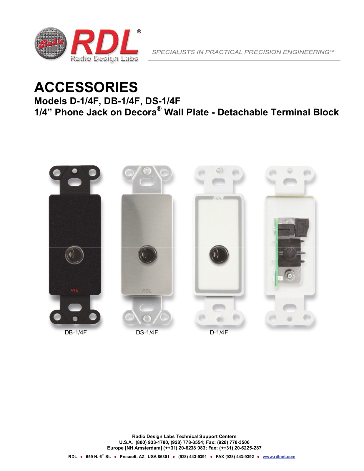 RDL DB-1/4F, D-1/4F, DS-1/4F User Manual