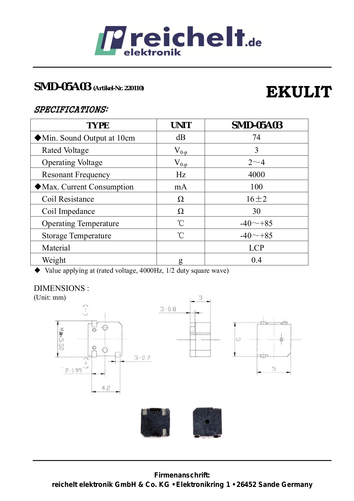 EKULIT SMD-05A03 Datasheet - ManualMachine.com