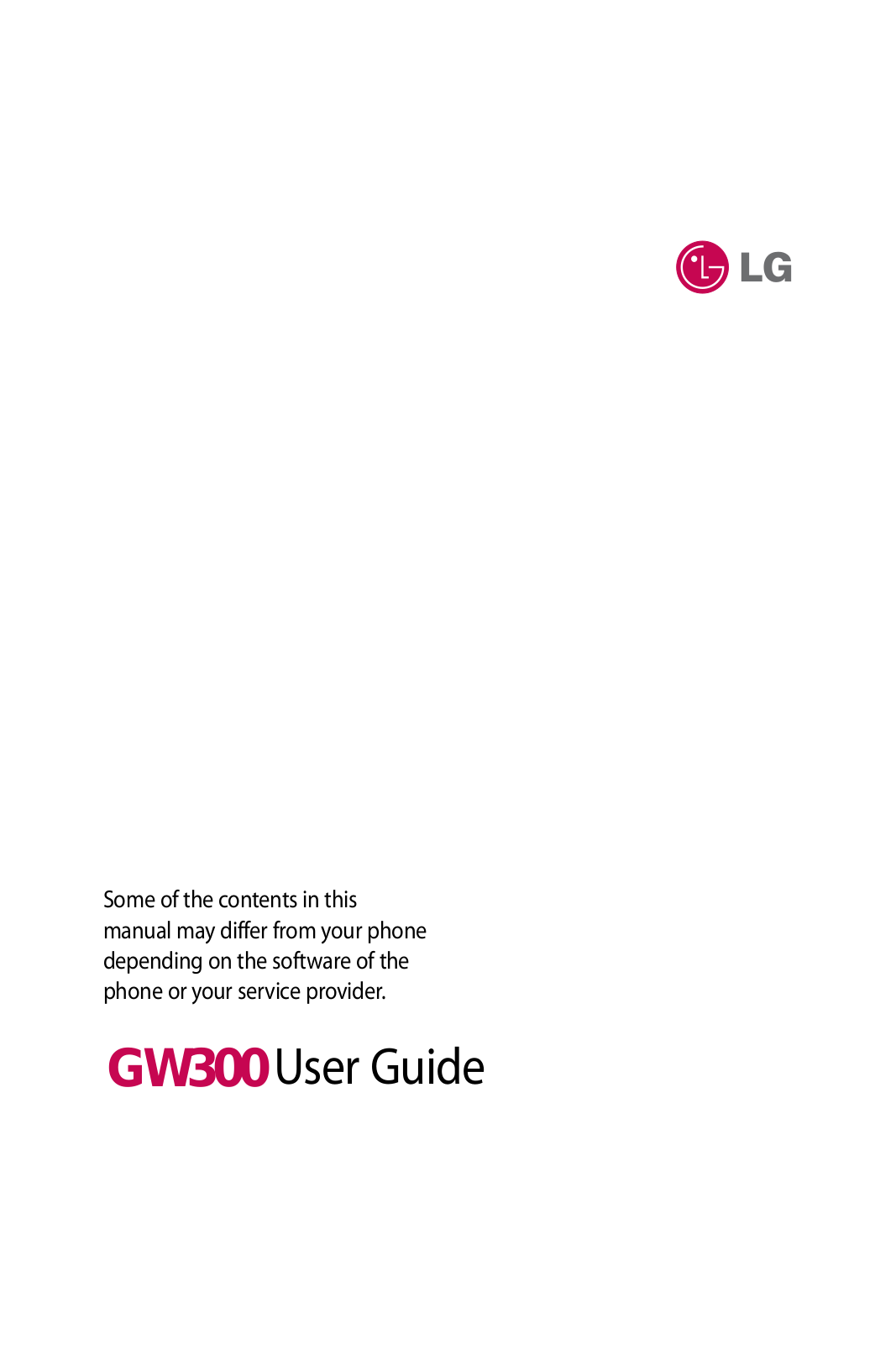 LG Electronics USA GW300 Users Manual