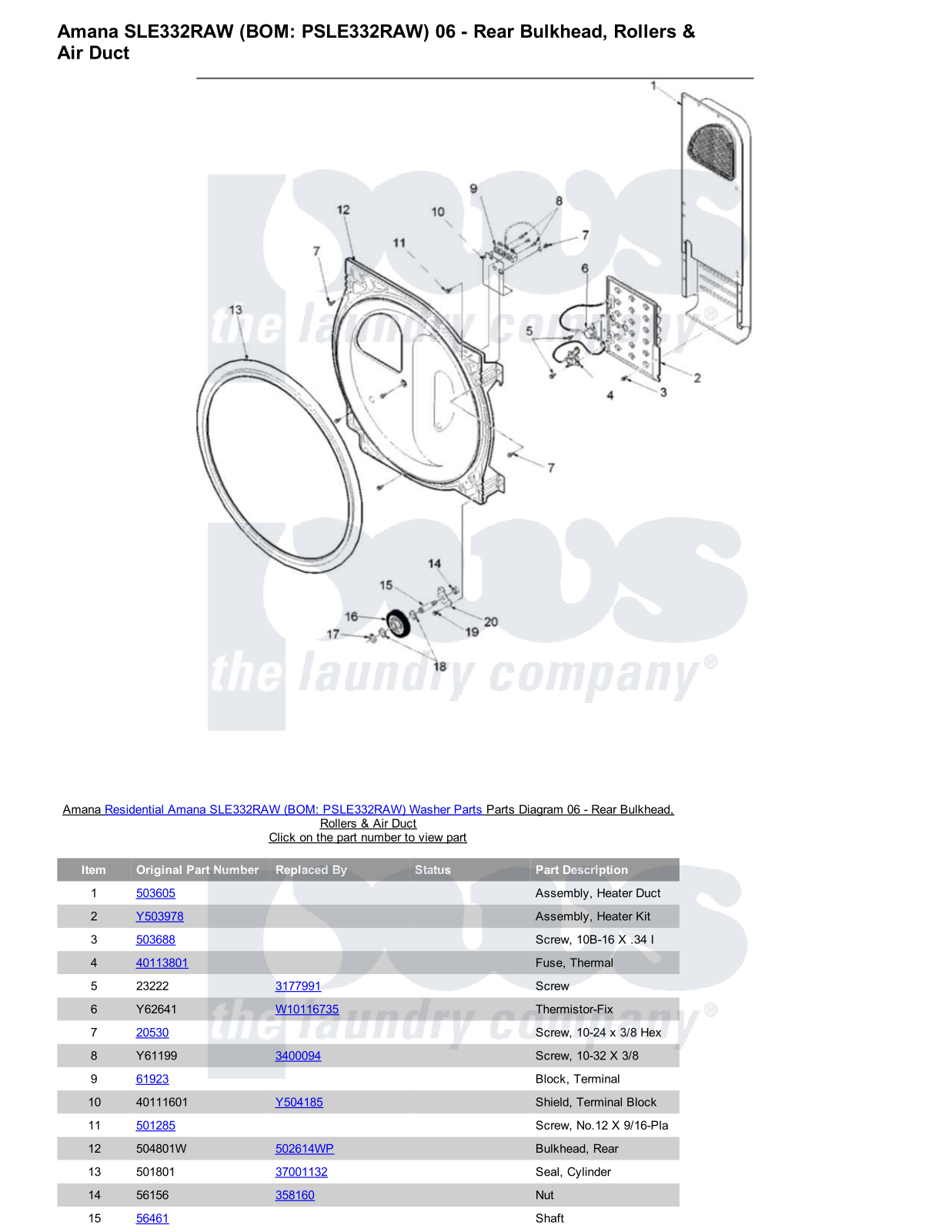 Amana SLE332RAW Parts Diagram