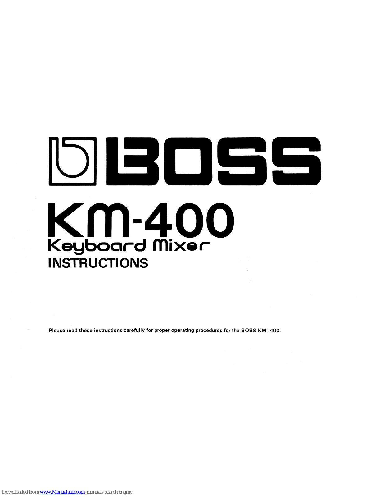 Boss Keyboard mixer KM-400 Instructions Manual