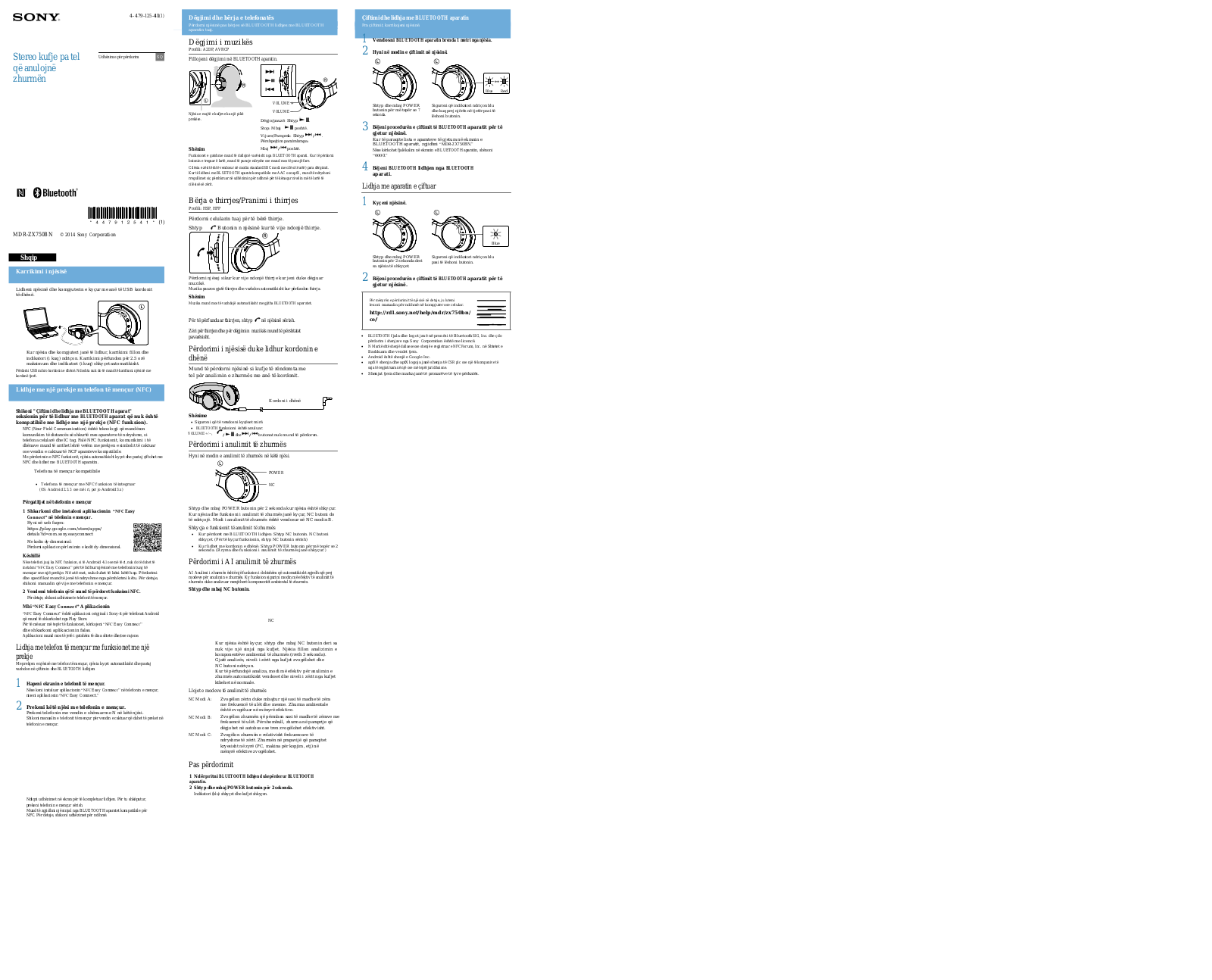 Sony MDR-ZX750BN Getting Started Guide