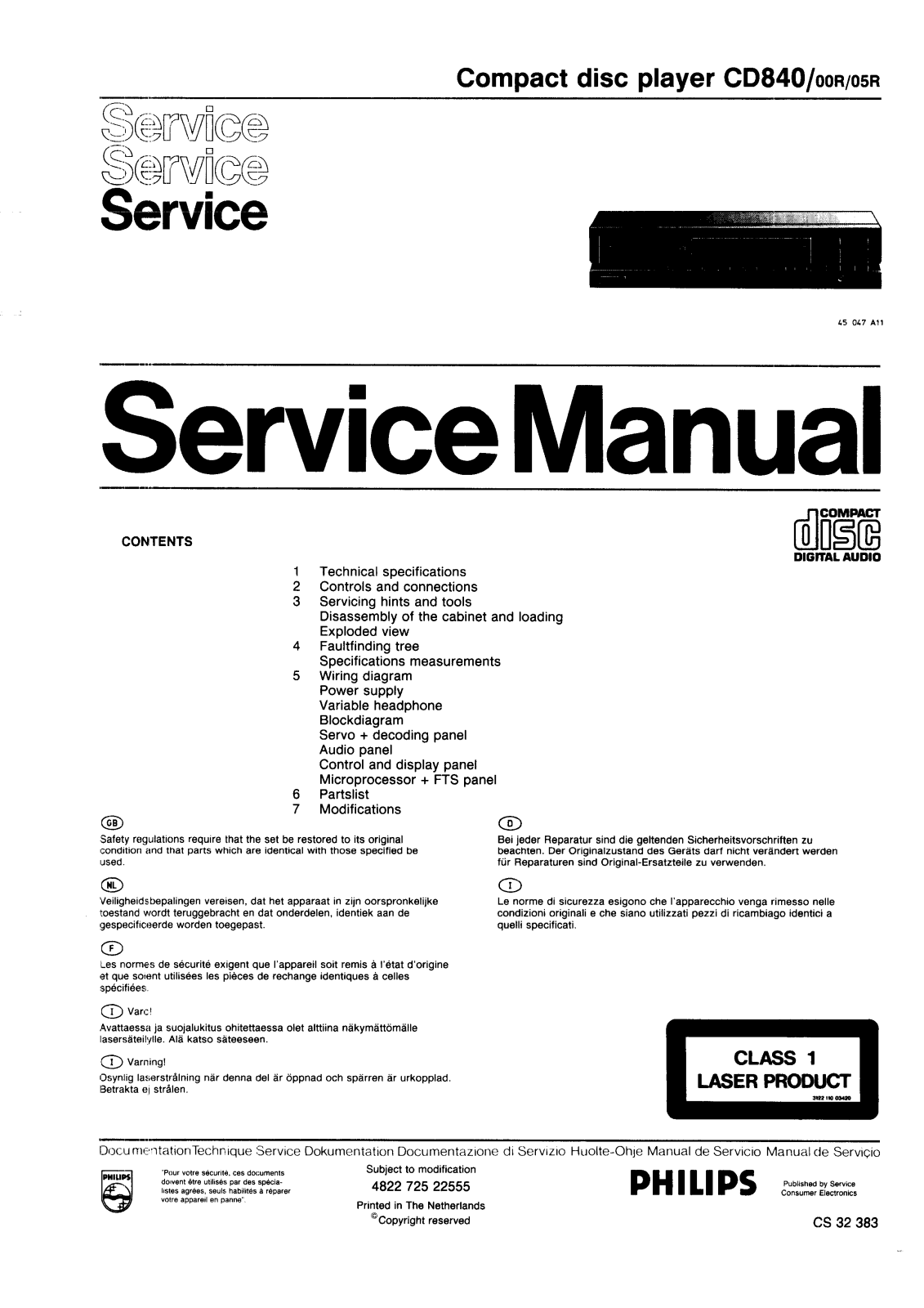 Philips CD-840 Service manual
